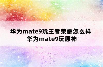 华为mate9玩王者荣耀怎么样 华为mate9玩原神